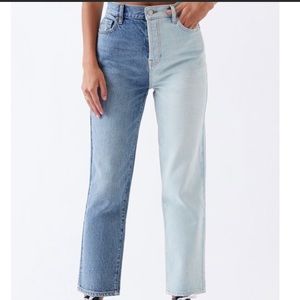 Pacsun Eco white-two tone high waisted high rise straight leg jeans